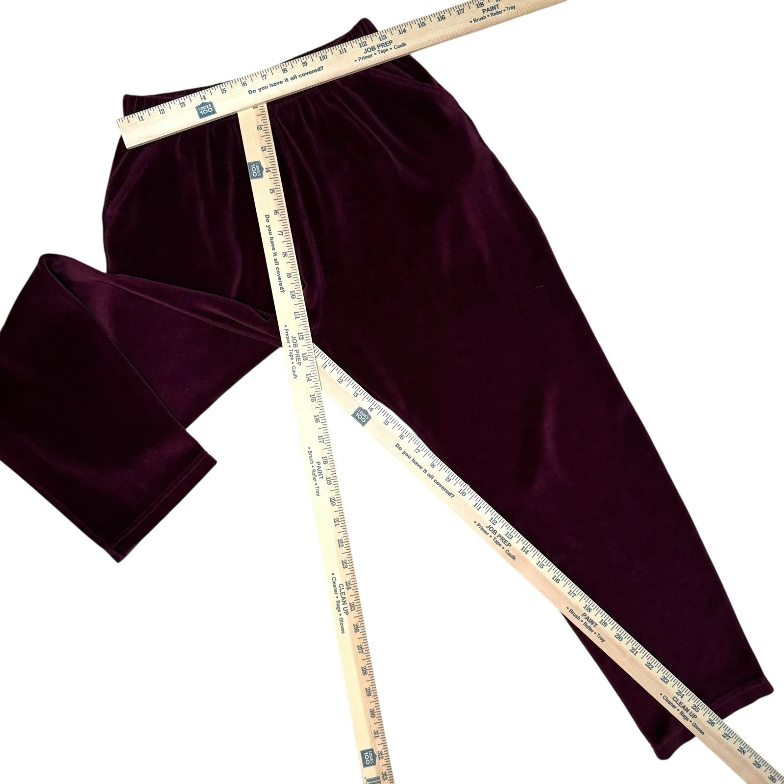 Vintage L.L. Bean Velour Tracksuit M Burgundy Mock Neck Sweater Pants Set USA Red Size M - Image 8