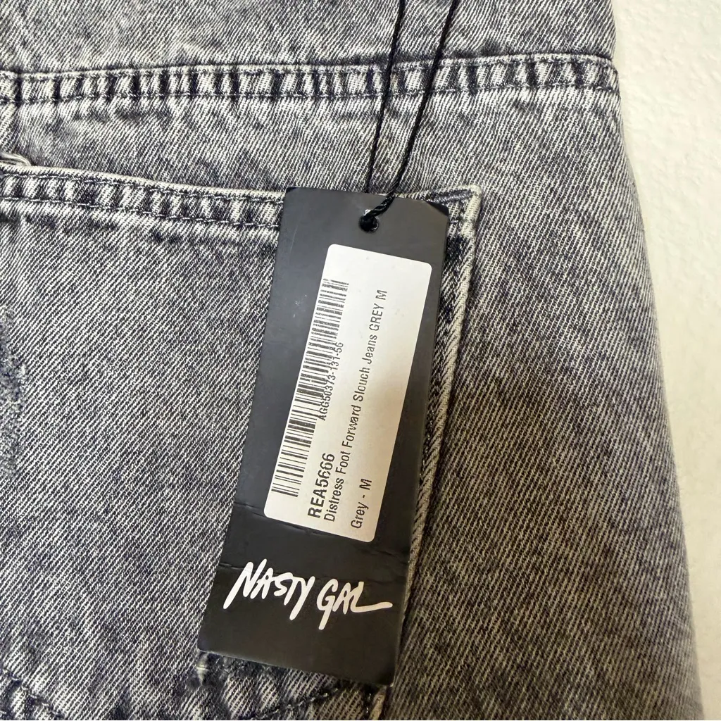 Nasty Gal Women's M 30 Distress Foot Forward Slouch Jeans Grey Cotton - Image 5