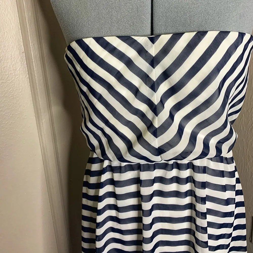 Ruby Rox  SUN DRESS STRAPLESS Blue White Stripe - Image 2
