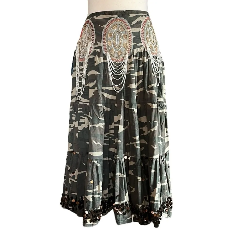 Spy Zone Exchange Camo A Line Skirt With Embellished Waist Line Green - Image 15