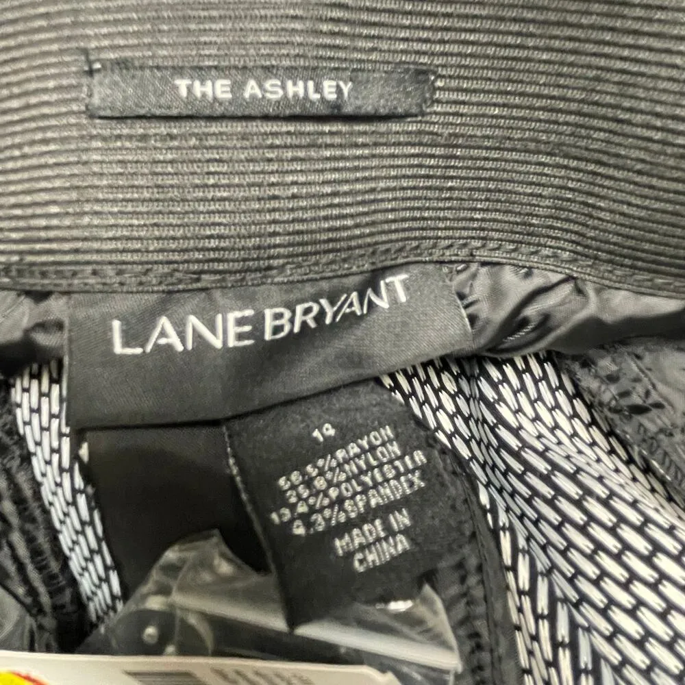 Lane Bryant NEW Black Dotted Pants Size 14 Elastic Waist Cropped Office Career - Image 2