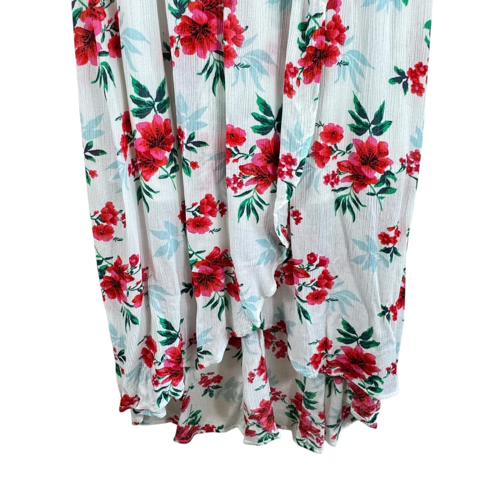 Hollister NWT 100% Viscose Floral Off Shoulder Smocked Faux Wrap Midi Dress Sz M - Image 5