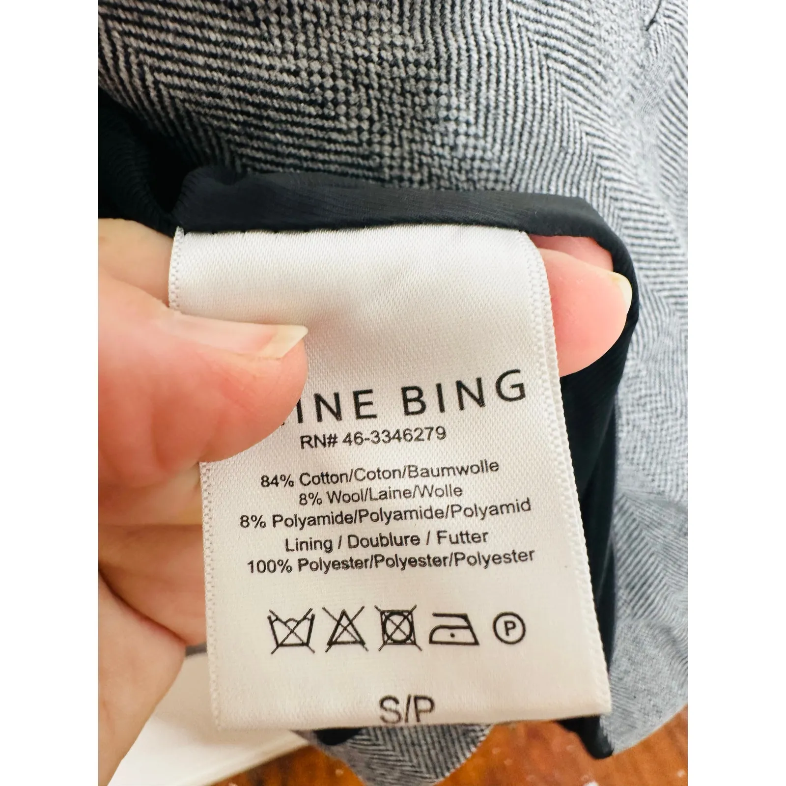 ANNIE BING Grey Wool Blend Boxy Cut Style Oversized Striped Becky Blazer size S - Image 13