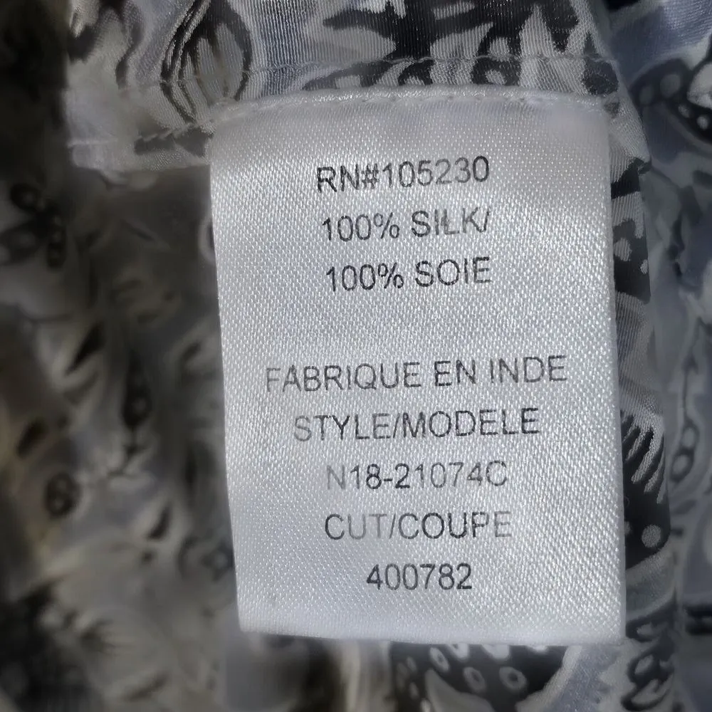 Joie Sparrow Bird Silk Tank Top Womens Size L Embellished Racerback Gray Black - Image 9