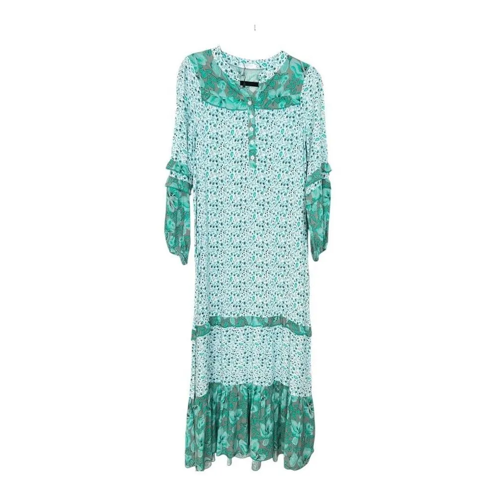 R. Vivimos Maxi Green Floral Dress Size S (4 - Image 5