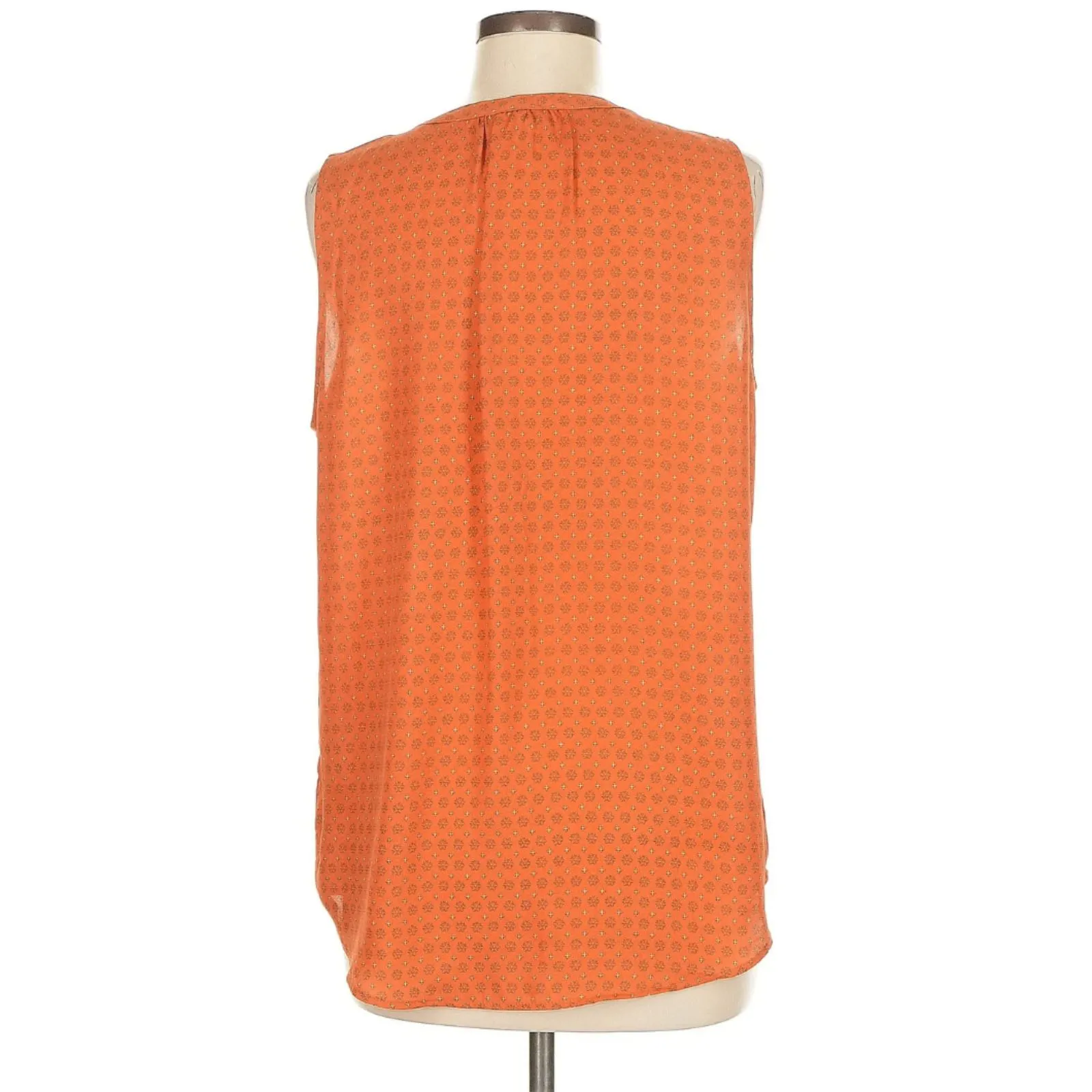 Carolina Belle Orange Patterned V-Neck Blouse - Size L - Image 2