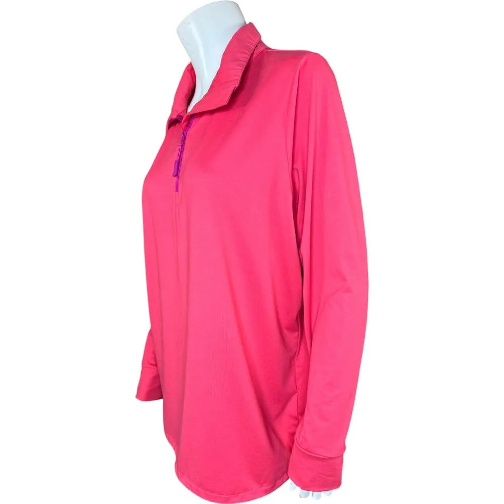 Belle Body by Kim Gravel Bungee Trim Athletic Half Zip Rouge Medium Pink - Image 5