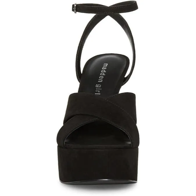 Madden Girl Lola Heeled Sandal Black Size 8M Strappy Block Heel Dress Shoe NIB - Image 2