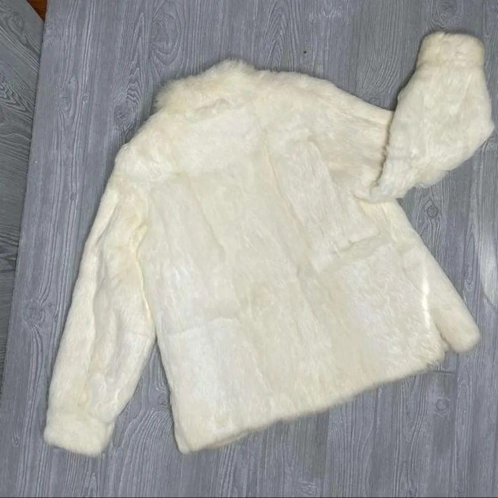 Vintage Bryant park french white rabbit fur coat / jacket small - Image 6