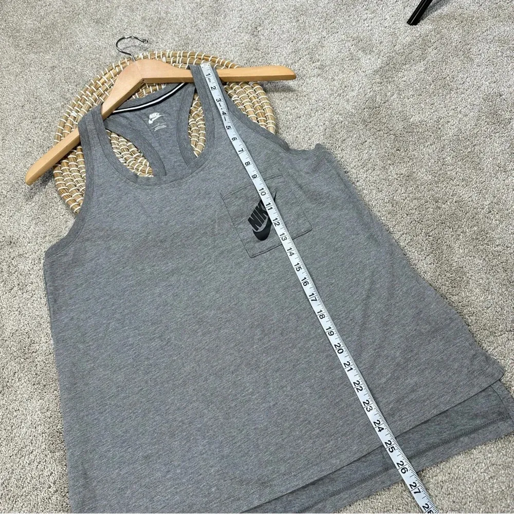 Nike Women's Racerback Signal Tank Top Sleeveless Grey Pocket Nike Logo Size L - Image 12