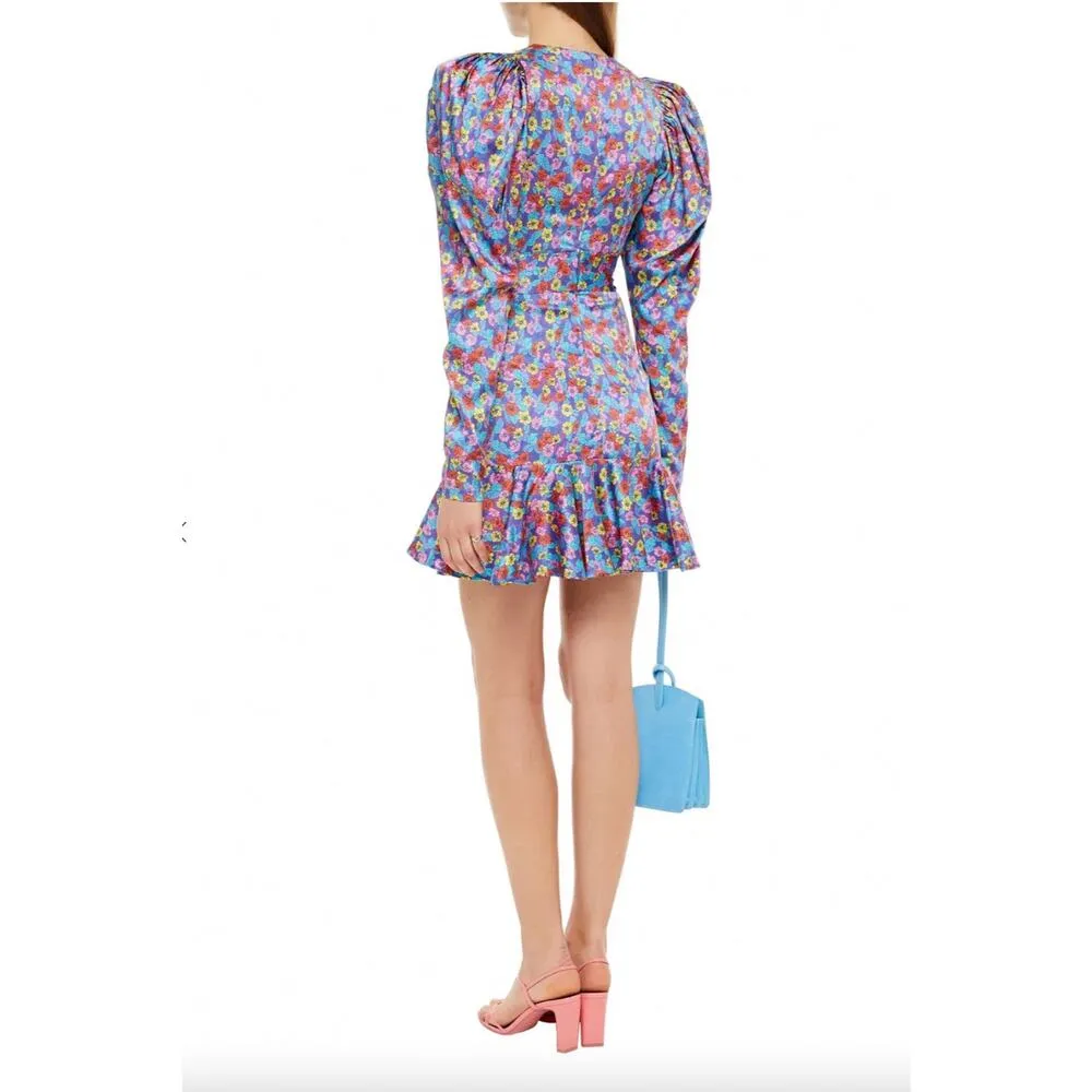 ROTATE Birger Christensen Womens Shelly Puff Sleeve Mini Dress Multicolor Size 8 - Image 2