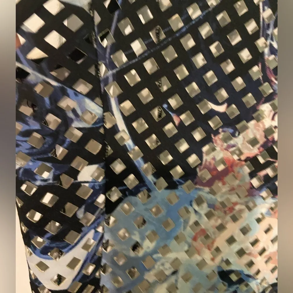 ALFANI laser-cut lattice neoprene sleeveless BLOUSE  zipper Sz Xl Tank top Shirt - Image 5