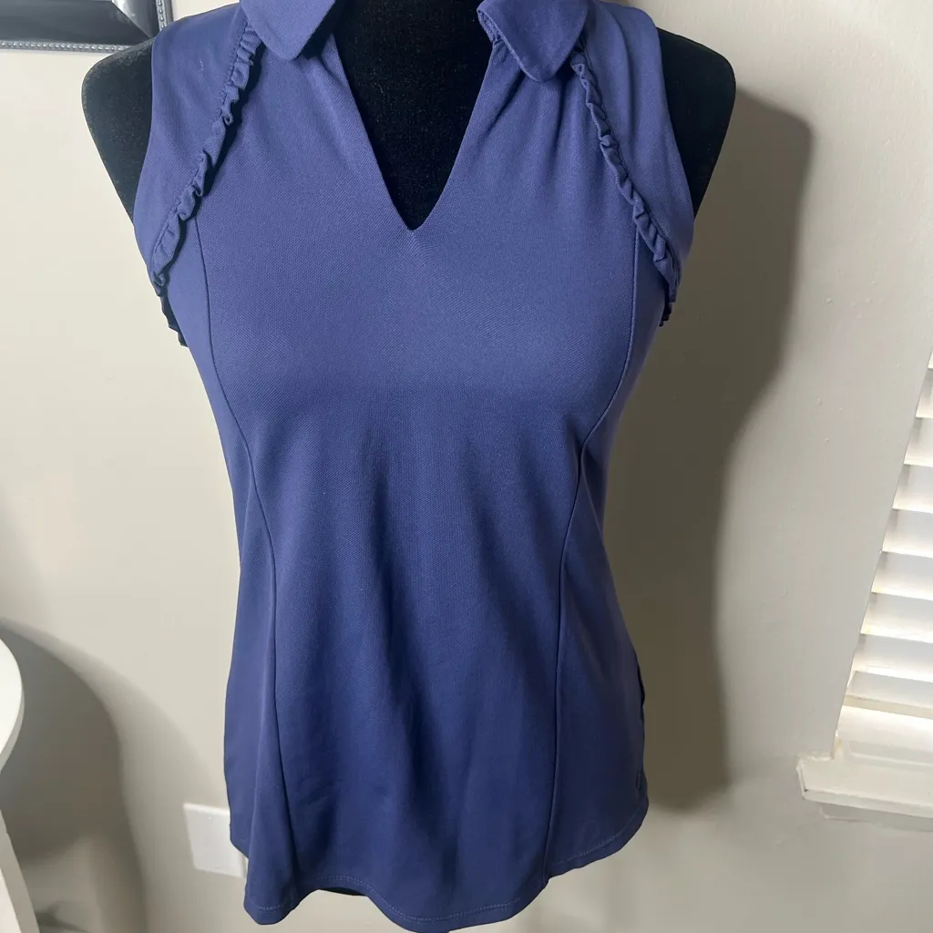 Lilly Pulitzer Martina Polo top UPF 50+ Luxletic small $88 Navy - Image 5