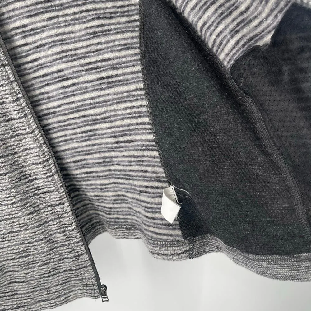 OVERLAND Zip Up Sweater Small Aurora Wool Blend Fleece Gray Stripe Jacket Pocket - Image 10