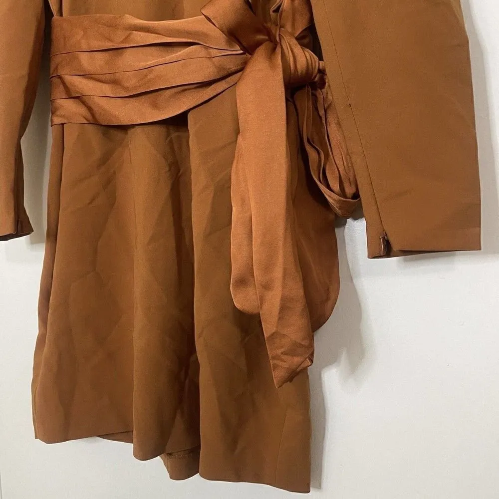 SACHIN + BABI Long Sleeve Amina Satin Tie Dress Burnt orange size US US 8 $550 - Image 3
