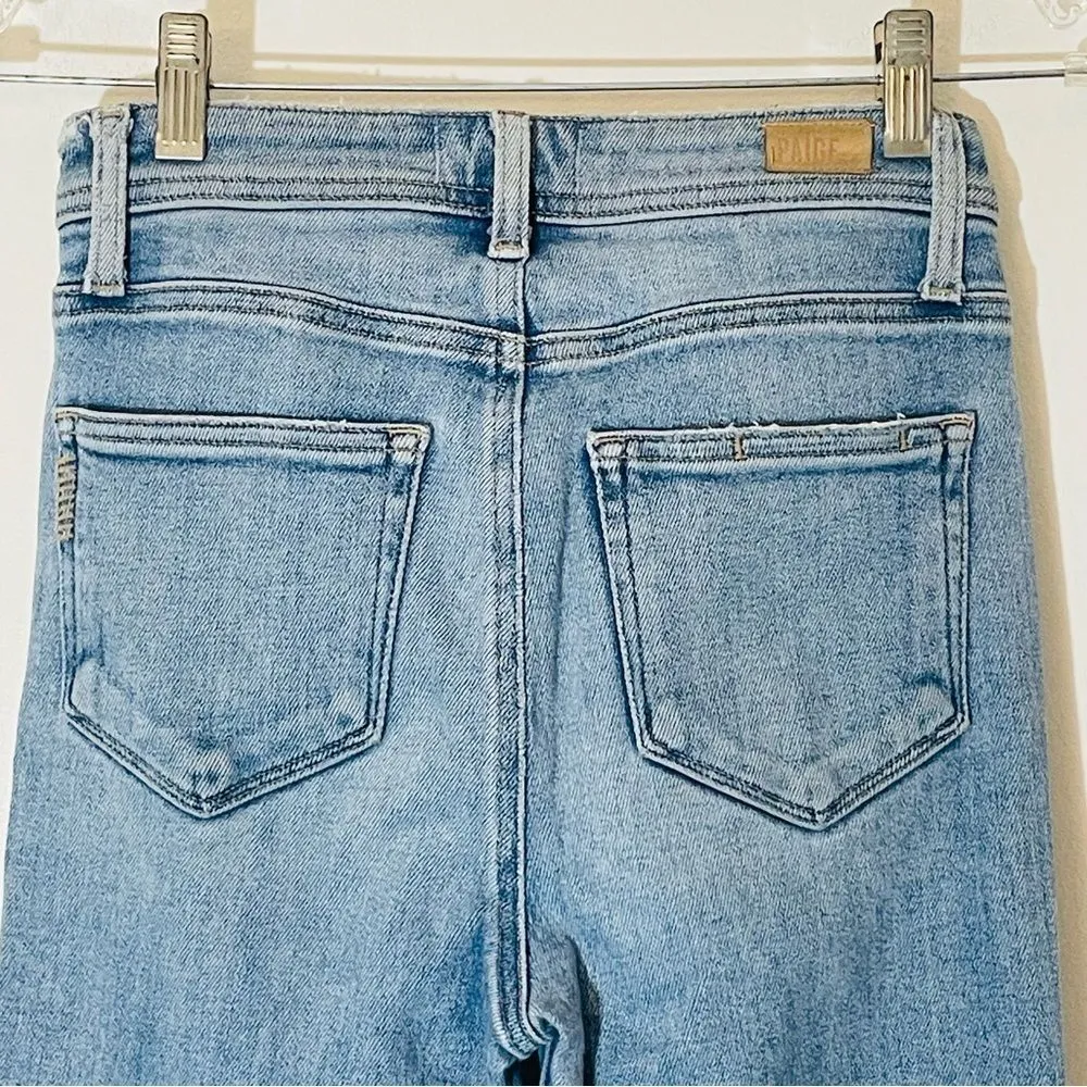 PAIGE Light Wash Frayed Raw Hem Sarah Slim Jeans in Size 24 EUC - Image 12