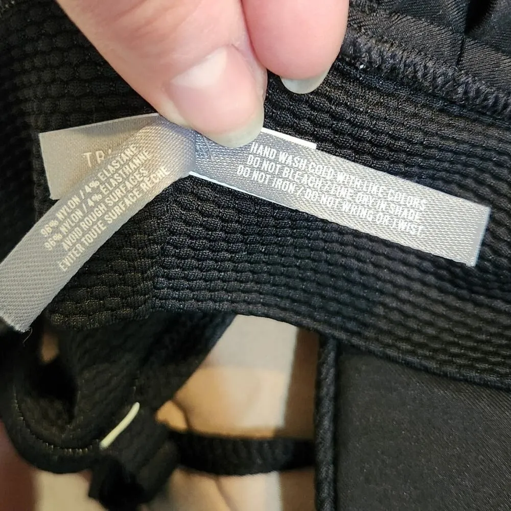 Aerie Triangle Bikini Top Bra Black Plunge Neck Pullover Textured Beach Large - Image 7