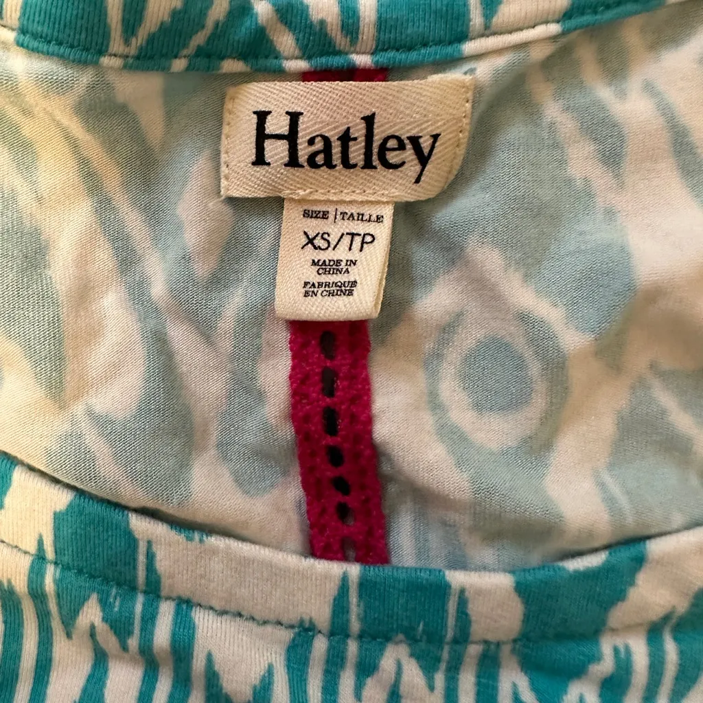 Hatley drawstring waist dress beach cover up XS blue white pink batik - Image 7