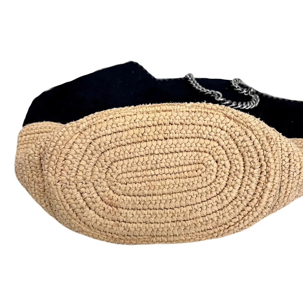 Stella McCartney Black ‘Falabella’ Medium Raffia Tote Bag - Image 7