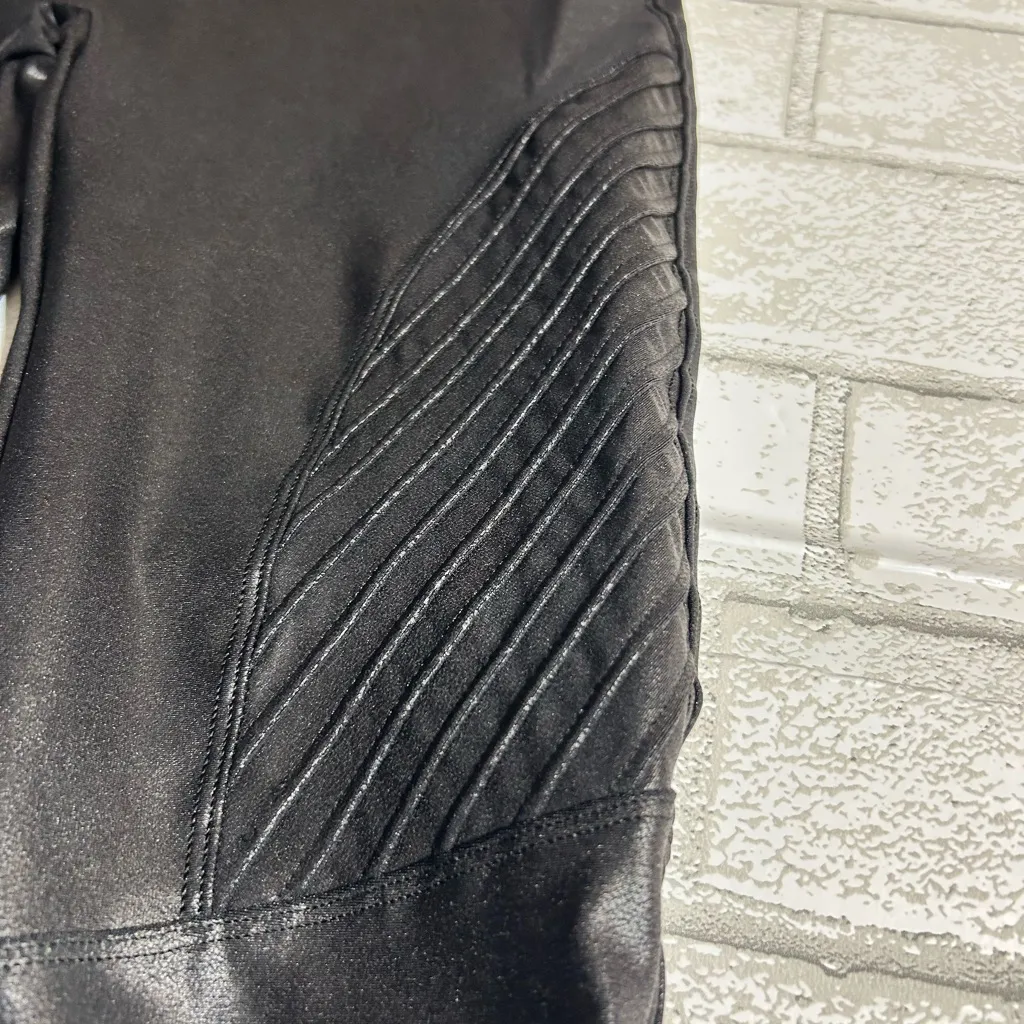 SPANX Black Moto Faux Leather Leggings - Image 4