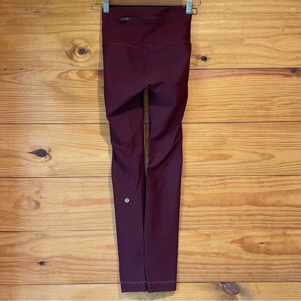 Lululemon Zoned In Tight Leggings 27" Full Length Cassis Maroon 4 W5BBNS Workout - Image 3