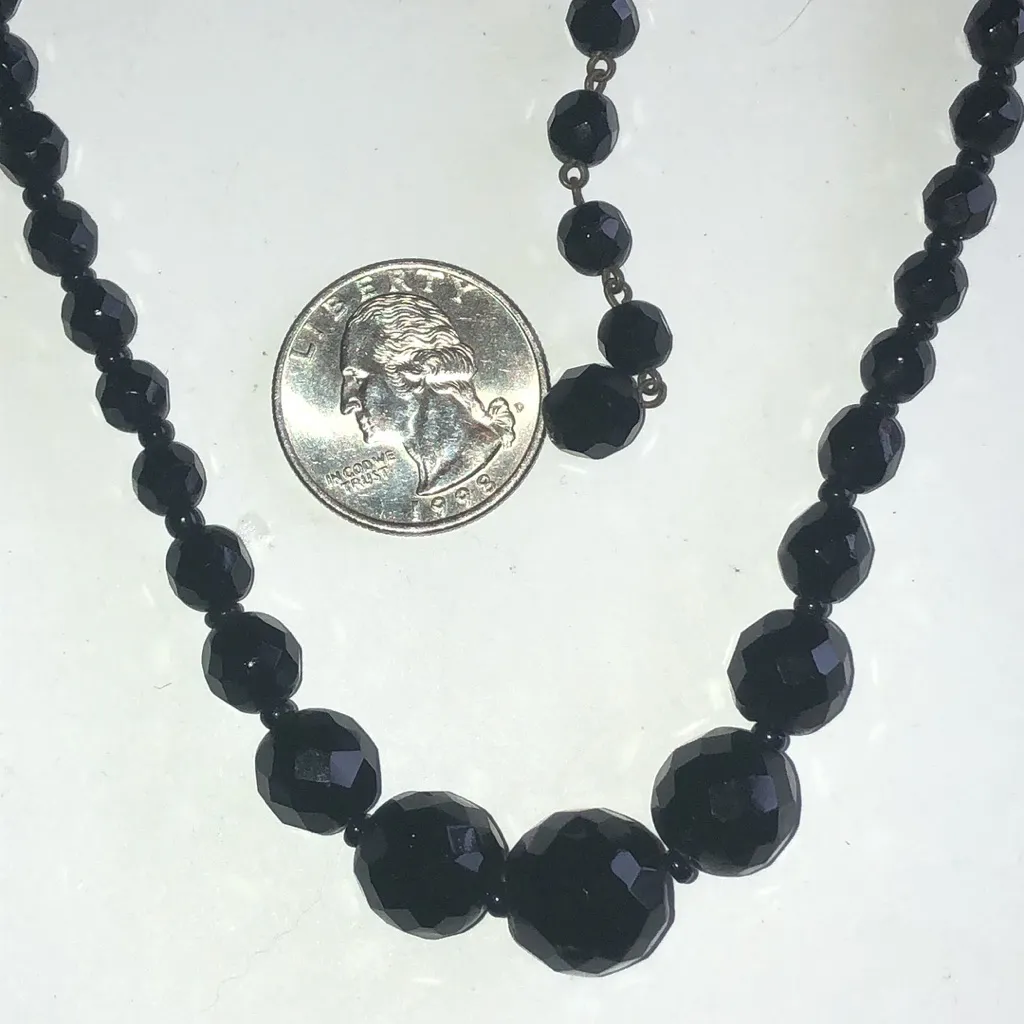 M. West Germany Elegant Black Glass Beaded Choker Necklace - Image 3