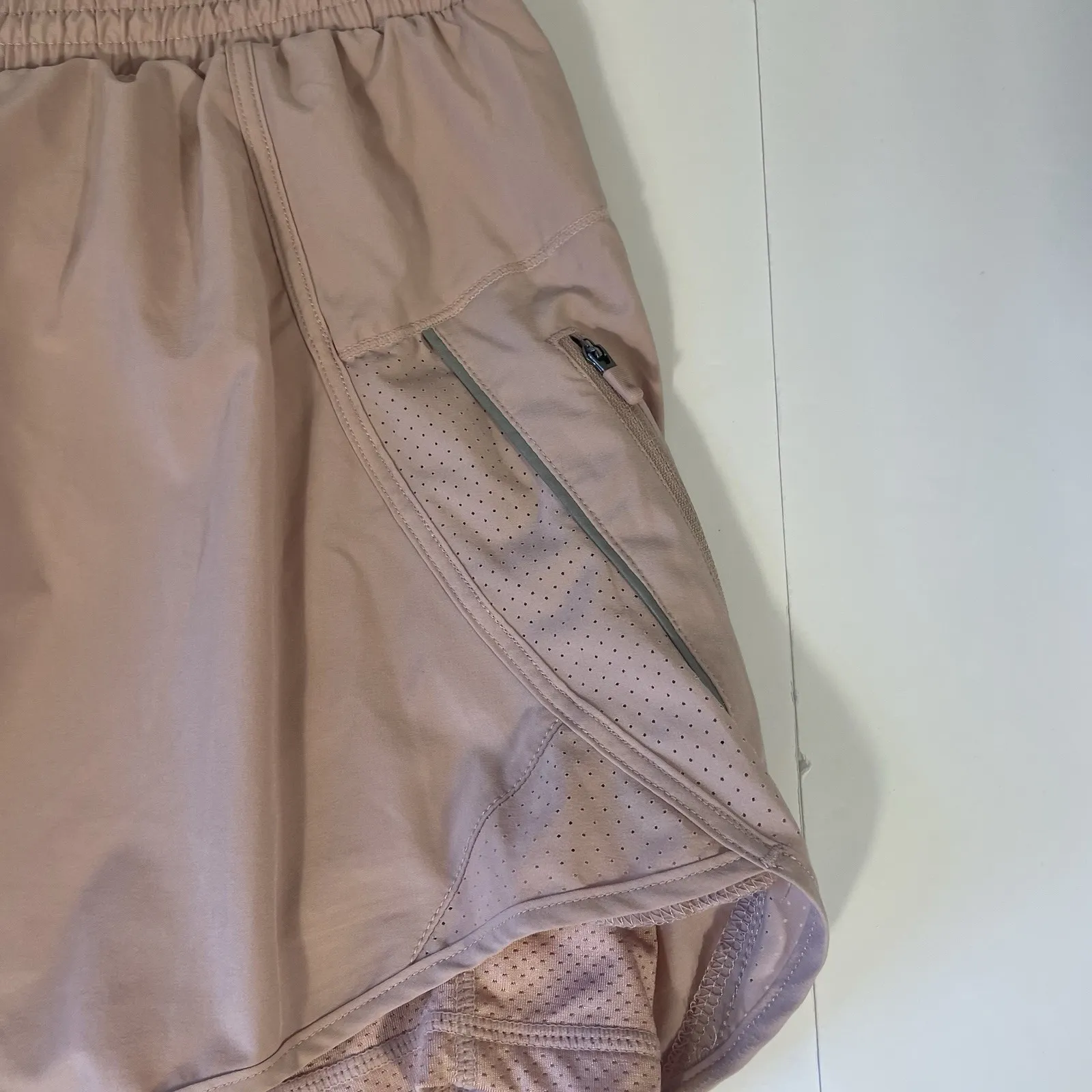 NOODME Women's XL Running Shorts Blush Pink Lined Zip Pockets High Rise Stretch - Image 2