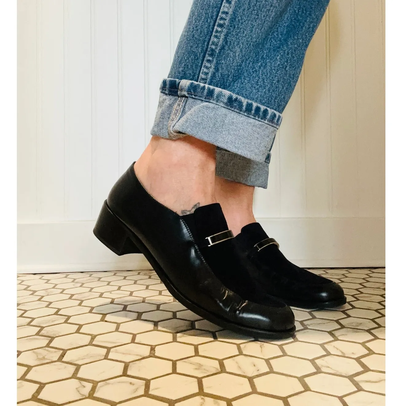 Paul Green Loafer Blue Suede/Leather Size Mens 7.5 Womens 9 Classic Prep Unisex - Image 2