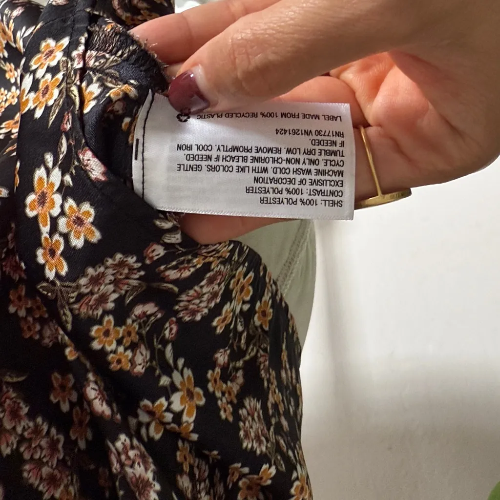 Wild Fable Floral Lace Trim Cami Top - Black and Orange - Image 7