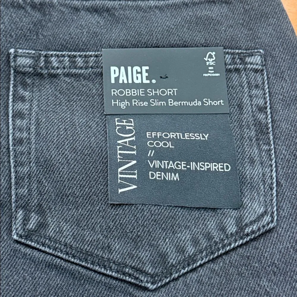 NWT PAIGE Women's‎ Robbie Vintage Covered Button Fly Raw Hem High Rise Short 24 - Image 7