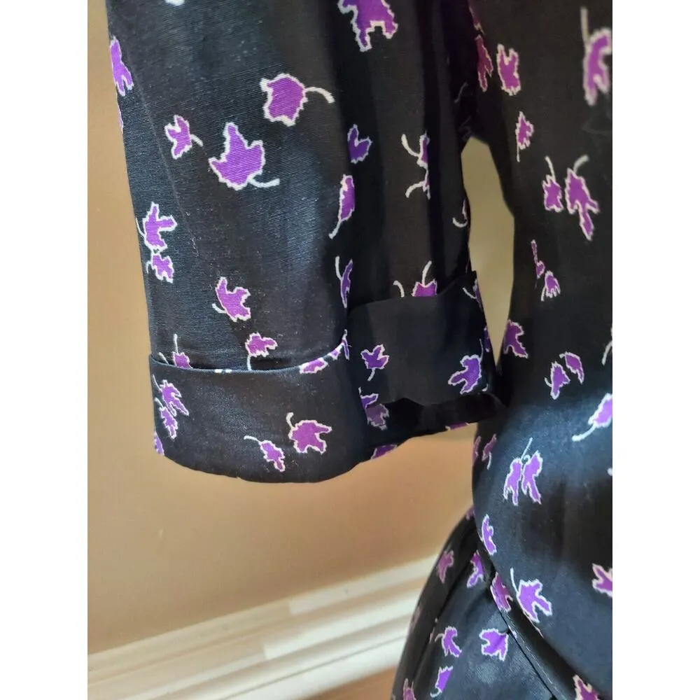 Vintage Karin Stevens Black Rayon Round Neck Half Sleeve Knee Length Dress 10 - Image 5