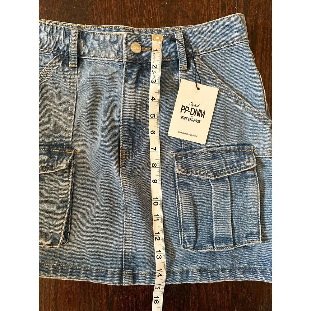 Princess Polly Childers Denim Mini Skirt Mid Wash Size 6 NWT - Image 11