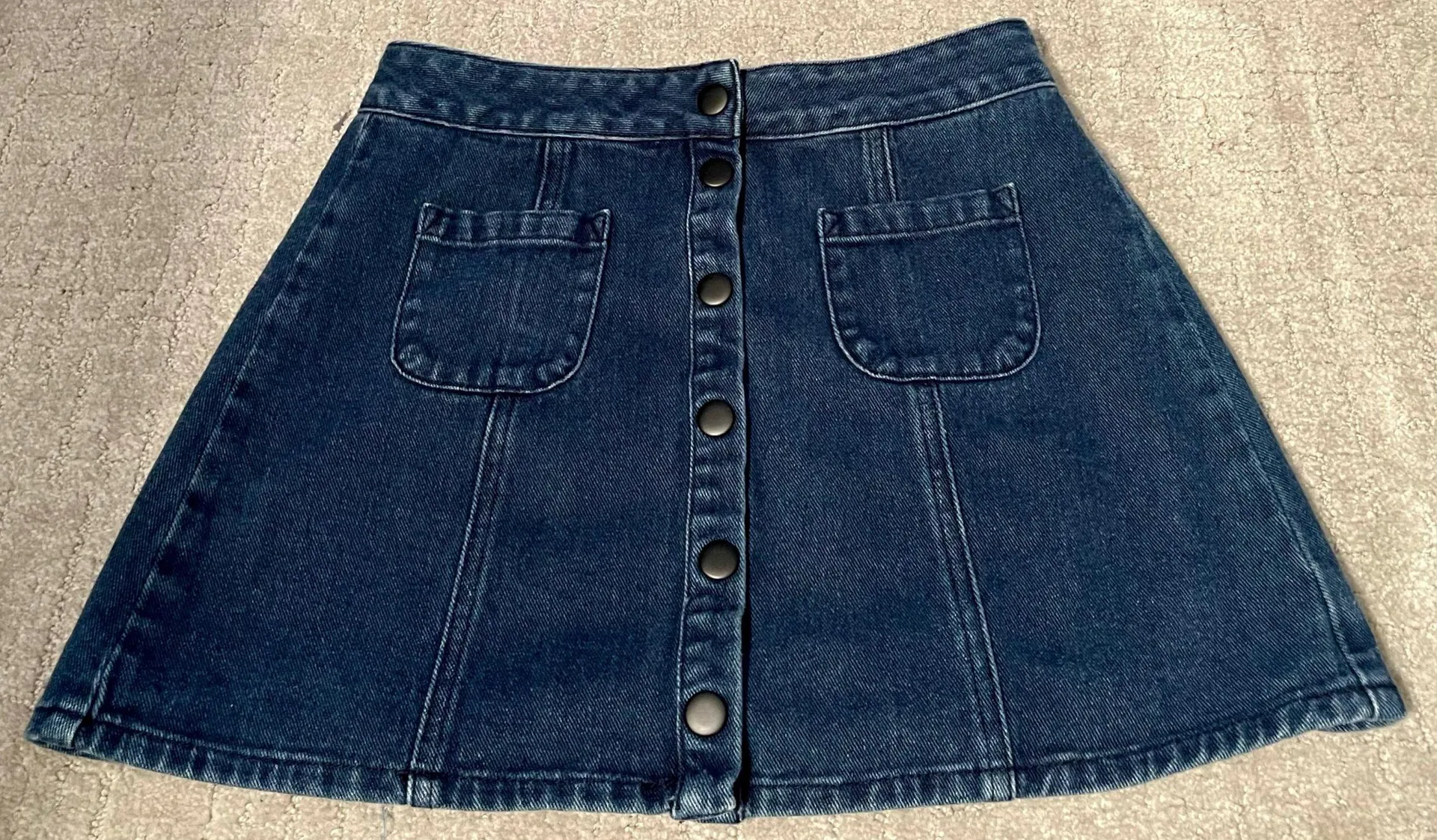 Denim Button Down Mini Skirt - Image 4