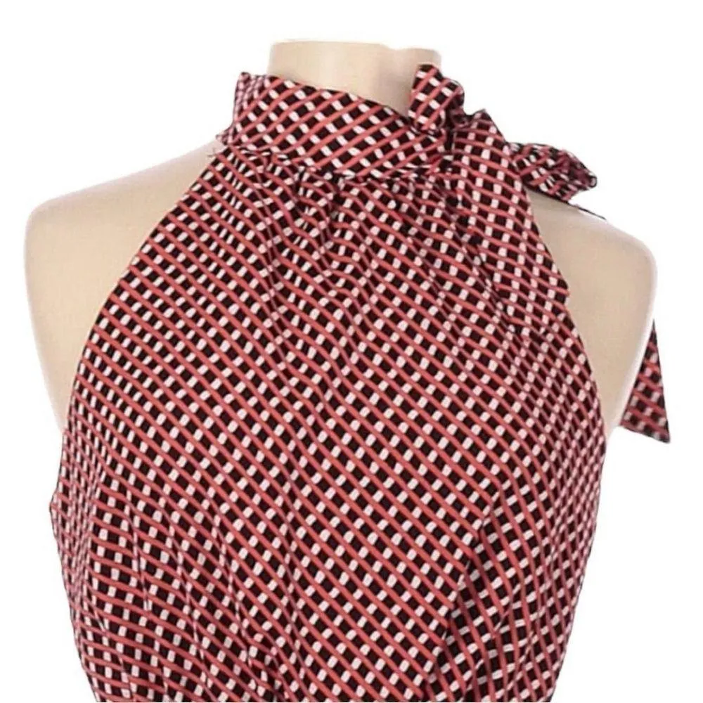 Romeo and Juliet Gossip Girl Orange Red Halter Blouson Dress Size Small - Image 7