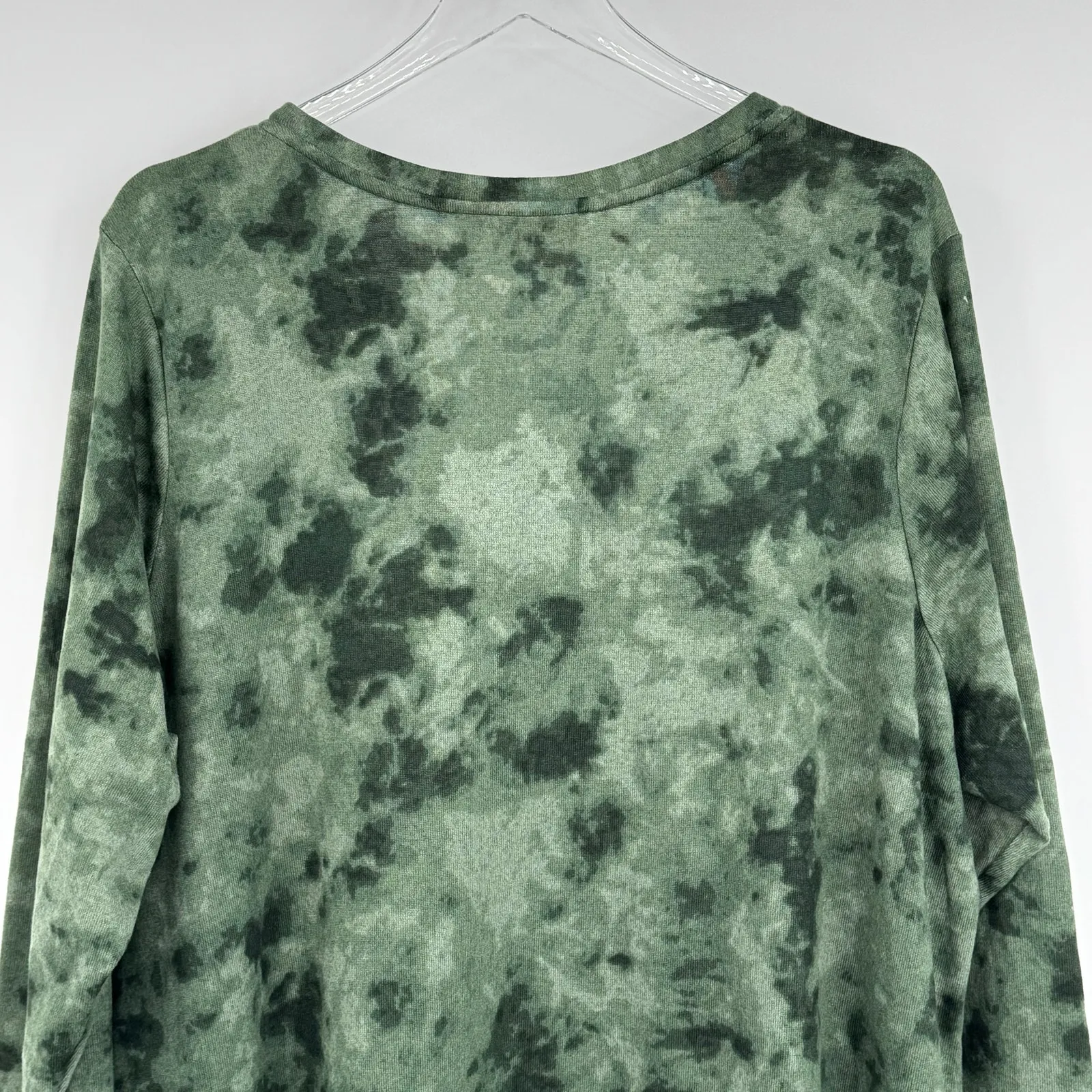 Logo Lori Goldstein dress womens 3X tiered ruffle hem tie dye knit stretch green - Image 5