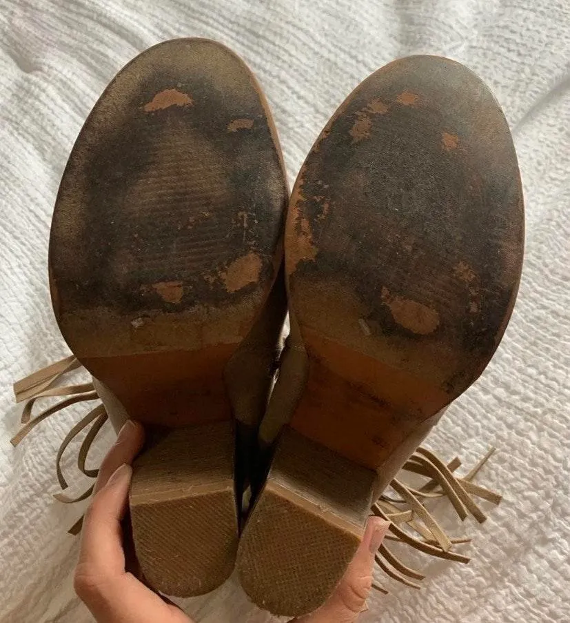 Fringe Booties Tan Size 7 - Image 4