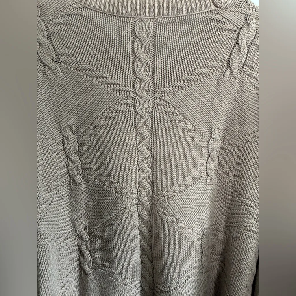 VTG Jantzen Beige Knit Pullover Grandpa Grandma Cable Knit 80s Grunge Sweater L - Image 6