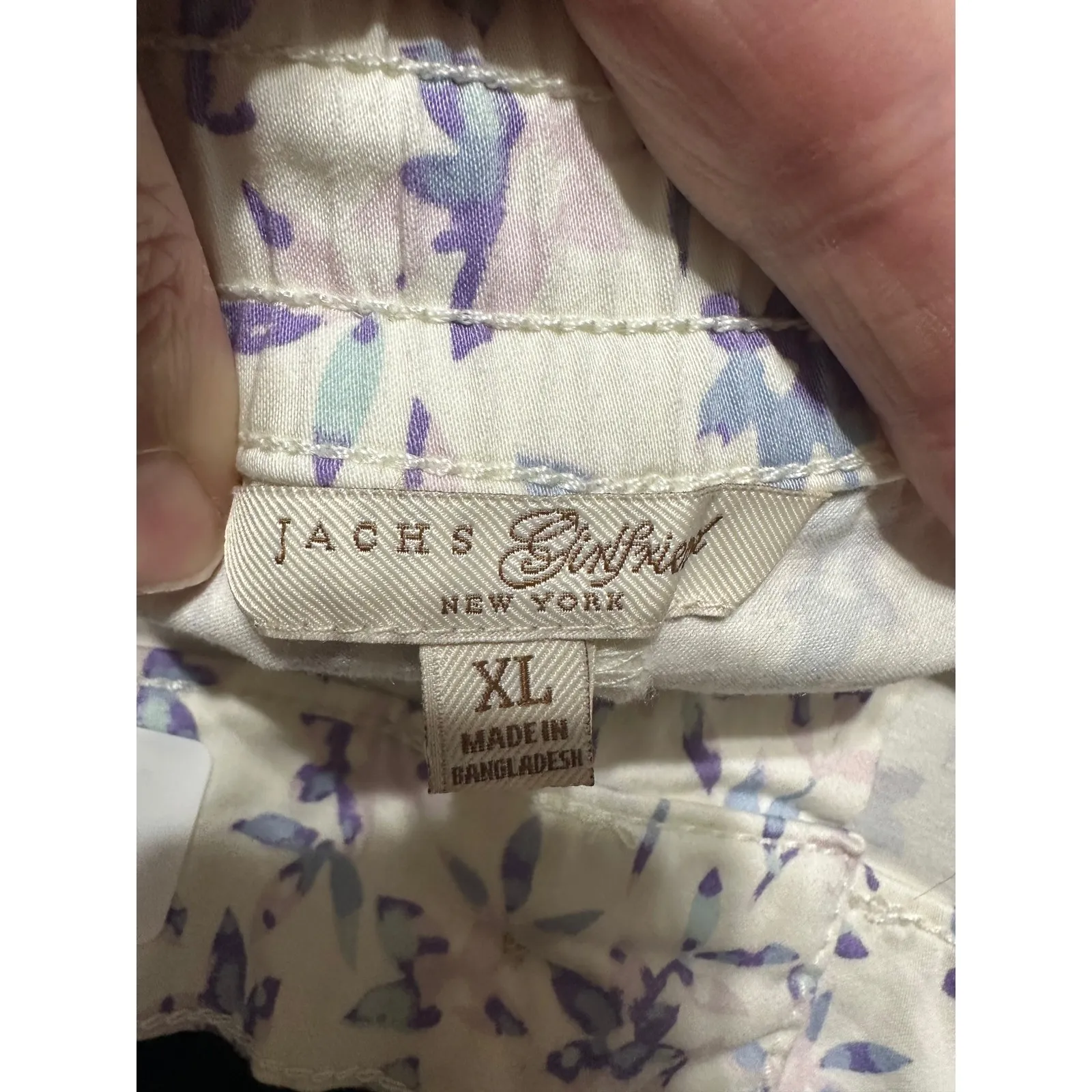Jachs Girlfriend New York Stretch Satin Chino Shorts Floral Print White XL - Image 6