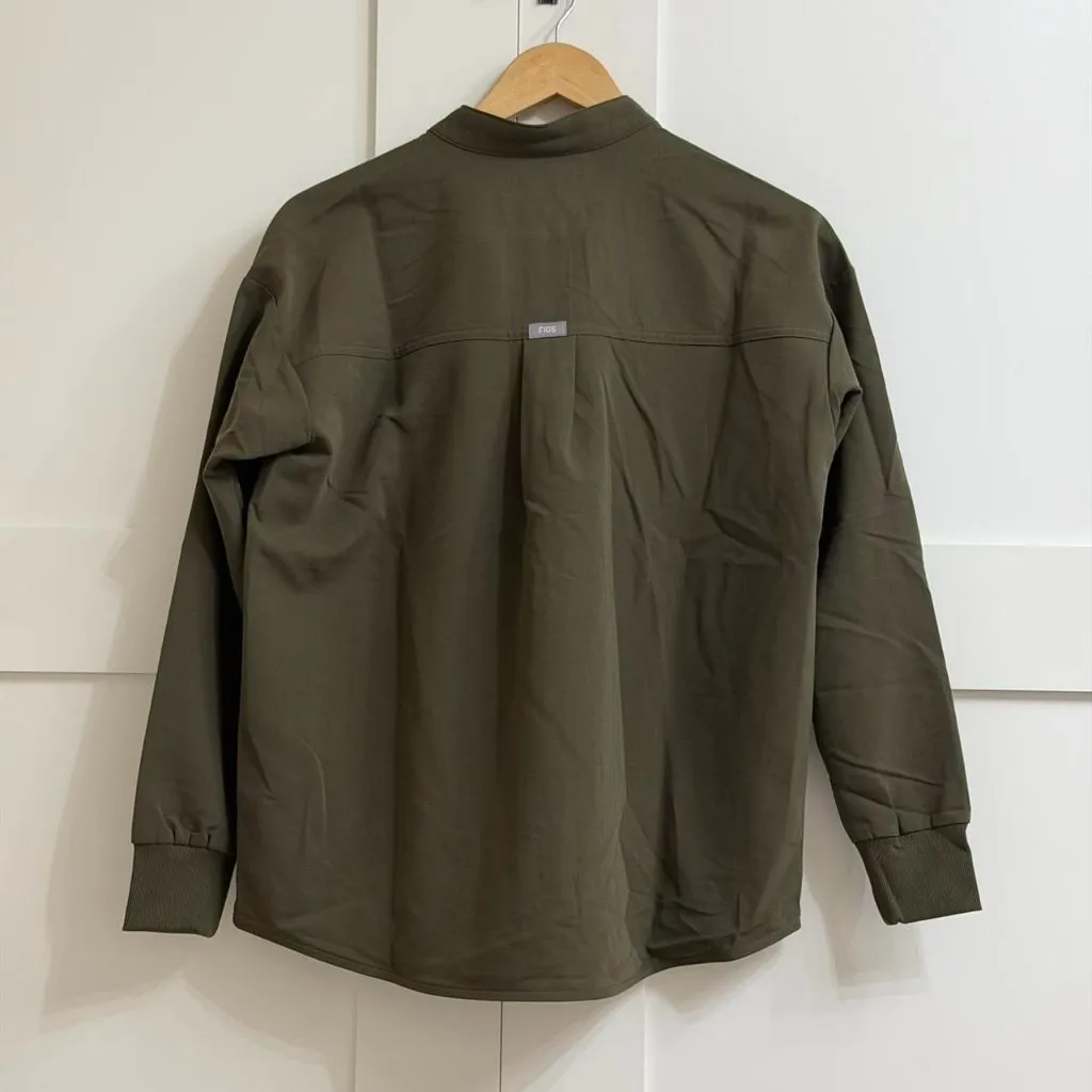 Figs Rafaela Oversized Longsleeve Scrub Top in Spruce, Size X-Small - Image 12