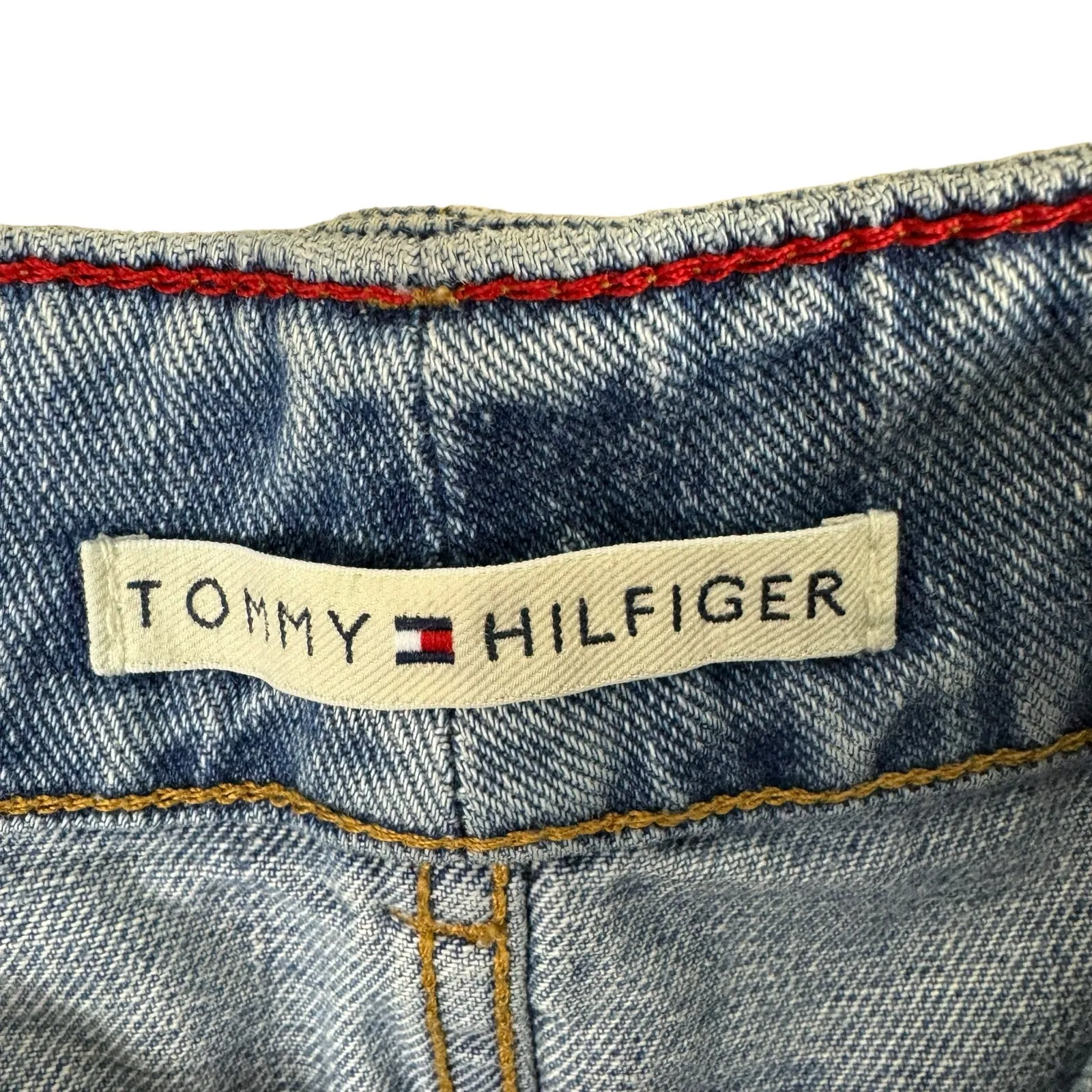 Tommy Hilfiger 90s Light Wash Mid Rise 100% Cotton‎ Denim Jean Shorts Size 10 - Image 7
