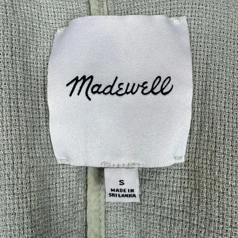 Madewell  Oversized Blazer Jacket Small Green Linen Blend Single Breasted Pockets - Image 5