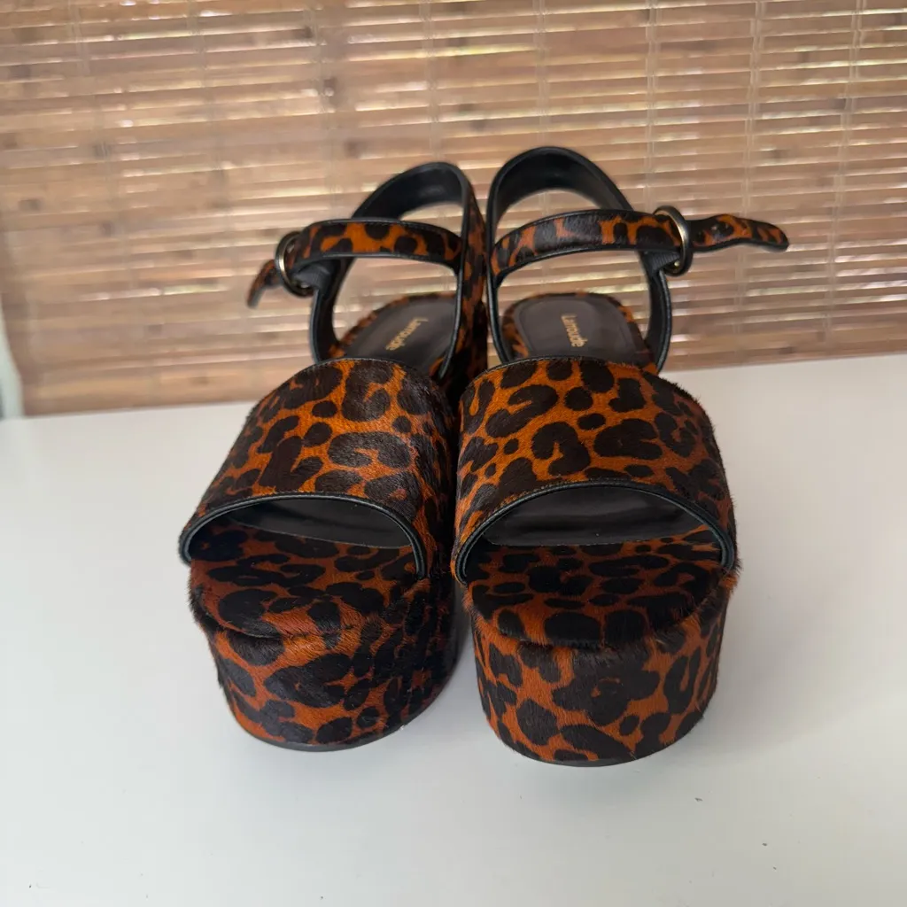 Larroude Miso Animal Print Platform Sandals 9.5 Brown - Image 2