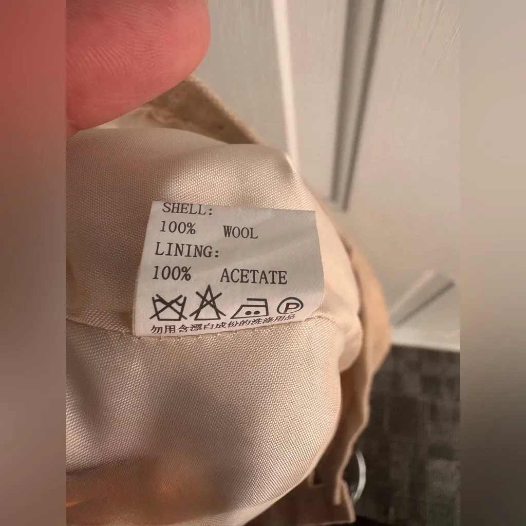 ROYITA Beige Wool Skirt SIZE L – Classic Minimalist Office Style Tan Size L - Image 8