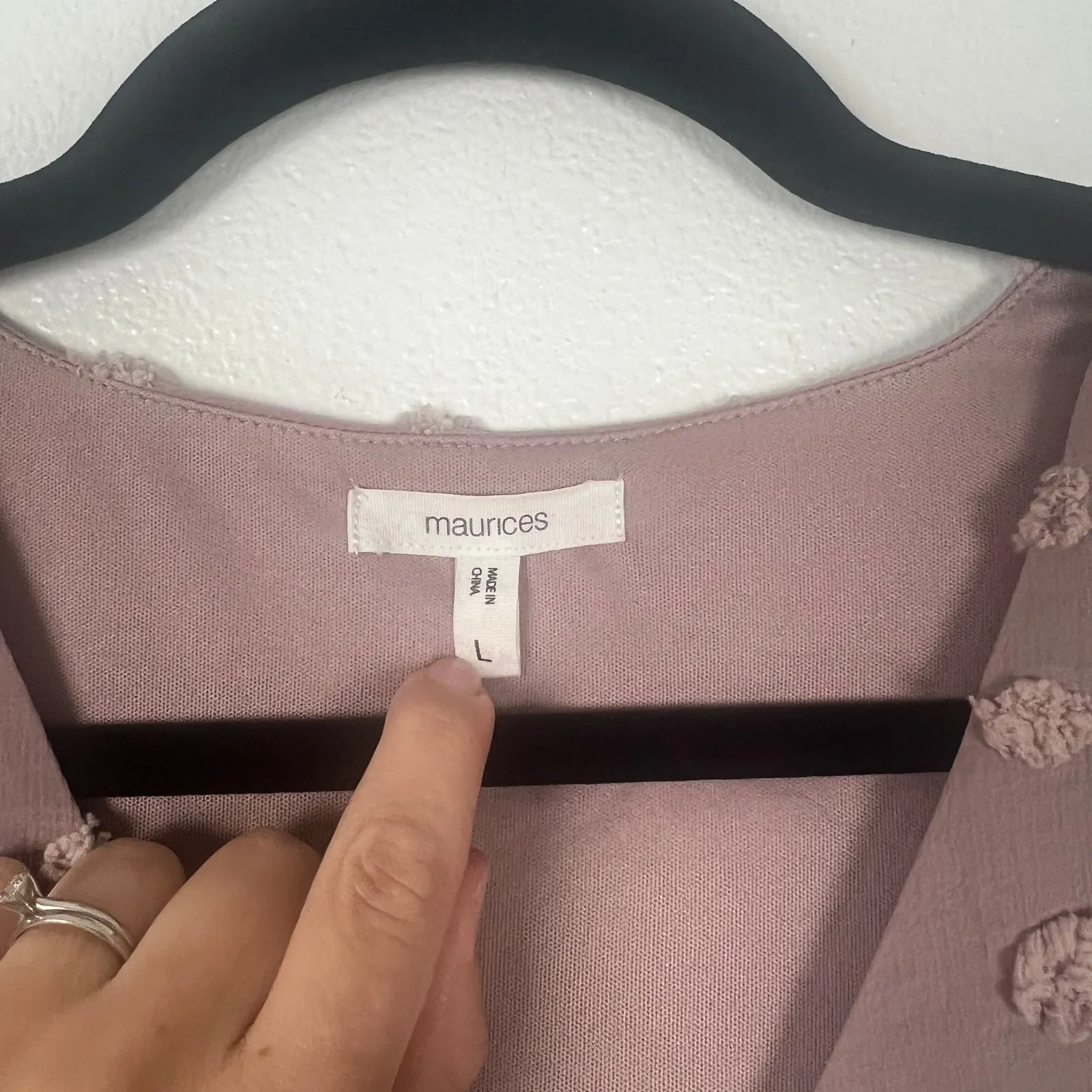 Maurices Women's Swiss Dot Blouse‎ Mauve Sz L - Image 2