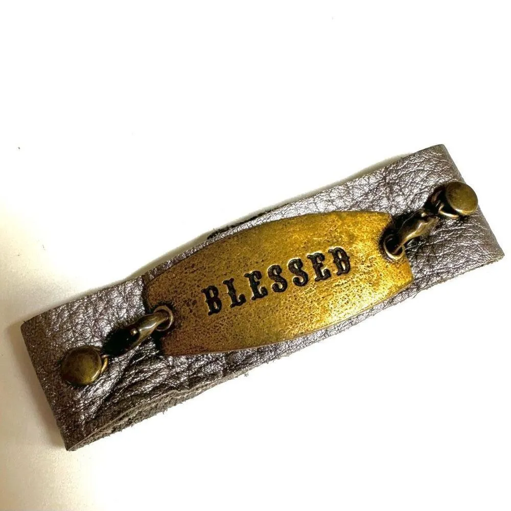 Lenny & Eva leather Blessed message bracelet - Image 8