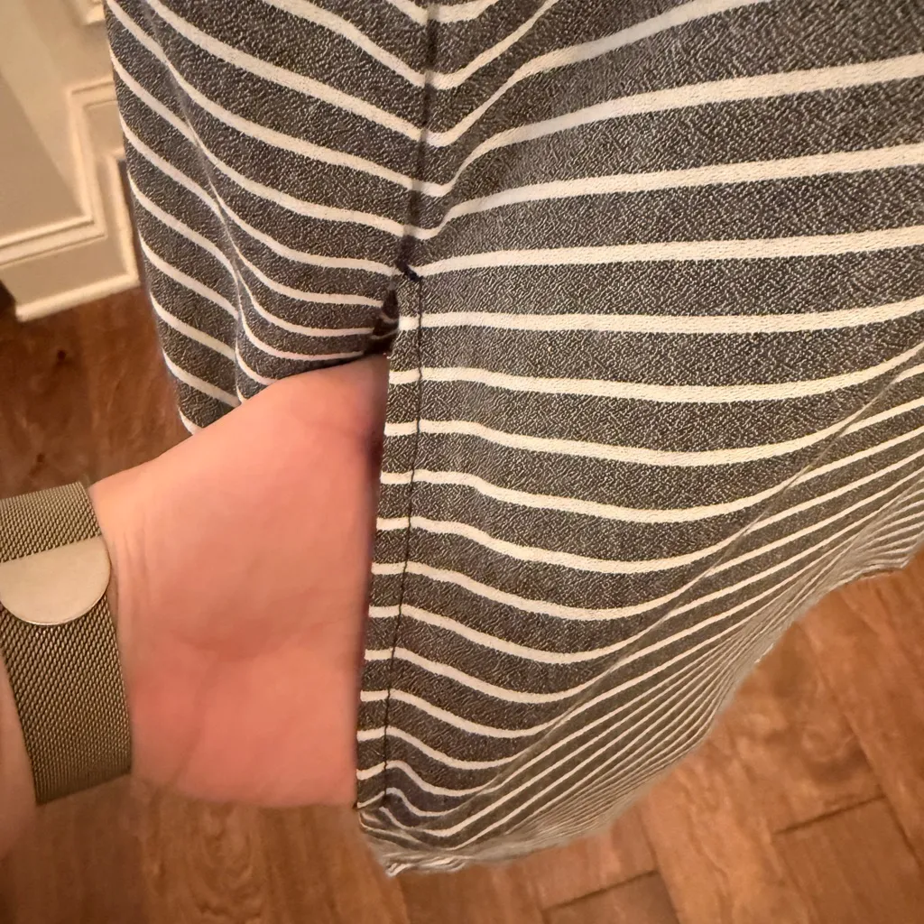 Roxy NWOT Peak Moments Modal Dark Gray & White Striped Dress/Tunic Unique Back - Image 8