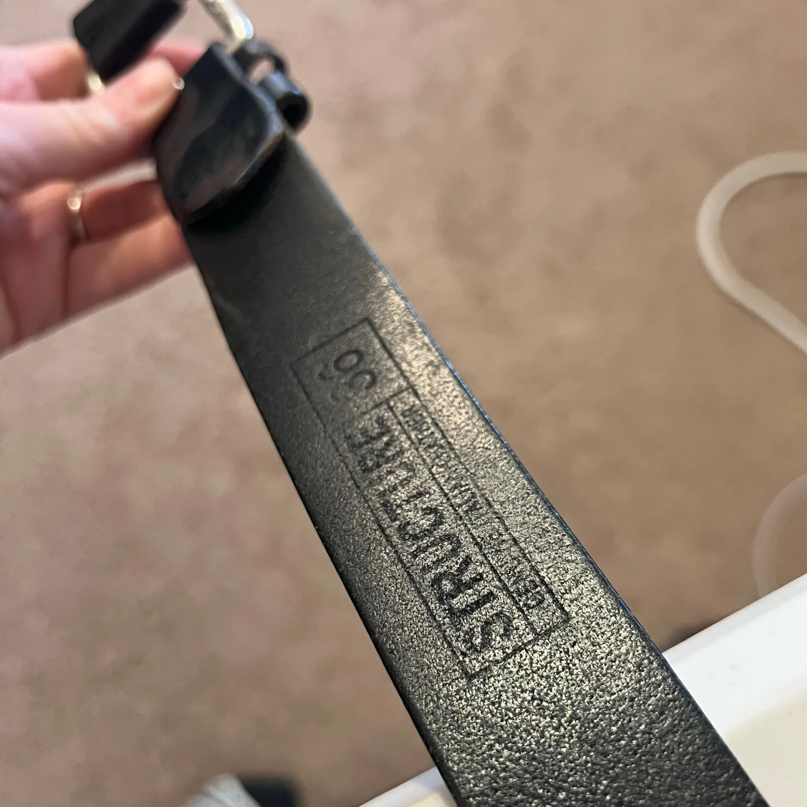 Structure Brown Genuine Italian Leather Worn Look Silver Buckle Belt Size Large - Image 7