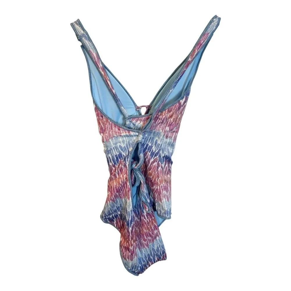 Becca Joshua Tree One-Piece Swimsuit Medium Plunge Neck Tie Back Adjustable NWT - Image 4