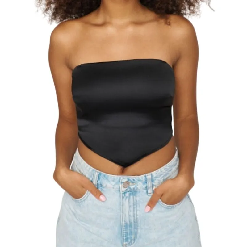 Garage Rhinestone-Strap Scarf Tank Top Black Handkerchief Crop Top Size Small - Image 3