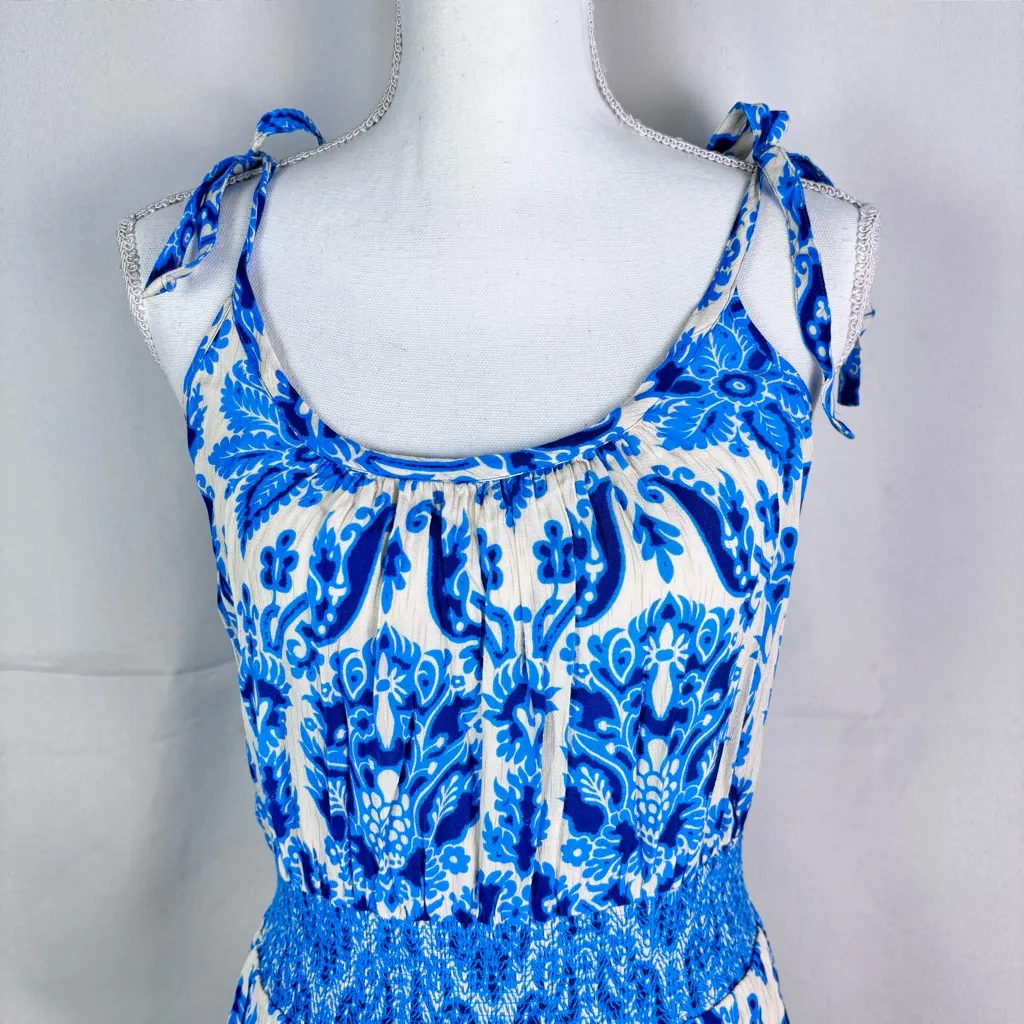 Anthropologie Plenty by Tracy Reese blue baroque motif smocked maxi dress Size S - Image 7